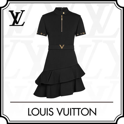 Louis Vuitton 2020 SS Short Sleeved Asymmetric Dress With Frills 1A607K 