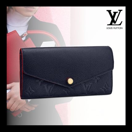 Louis Vuitton PORTEFEUILLE SARAH Monogram Unisex Plain Leather Long Wallet Logo Long Wallets 
