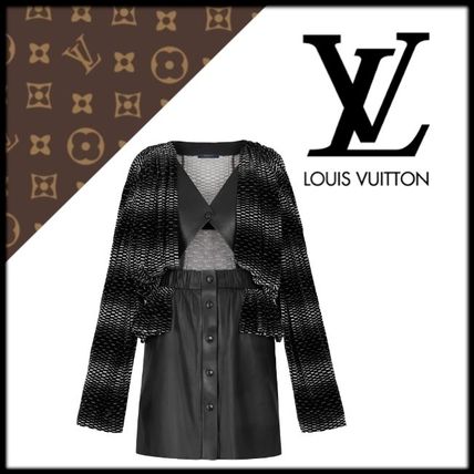 Louis Vuitton 2020 21AW Silk Long Sleeves Leather Medium Elegant Style Dresses 1A620V 