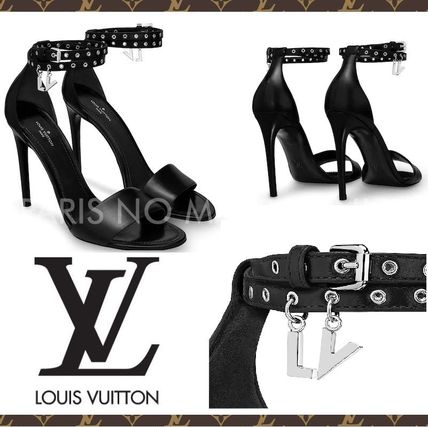 Louis Vuitton 2020 SS Plain Leather Logo PlatformWedge Sandals 1A66PG 