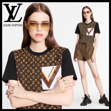 Louis Vuitton MONOGRAM 2020 21AW Crew Neck Short Monogram Unisex Street Style Bi color Plain 1A848L 