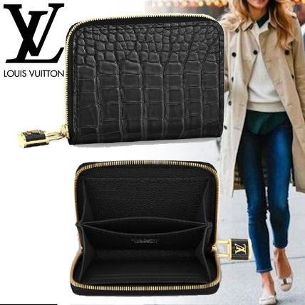 Louis Vuitton 2020 SS Unisex Crocodile Lambskin Plain Long Wallet Logo Coin Cases N95444 