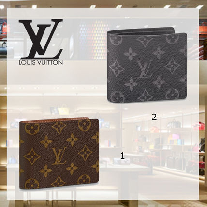 Louis Vuitton Monogram Canvas Leather Folding Wallet Small Wallet Logo 