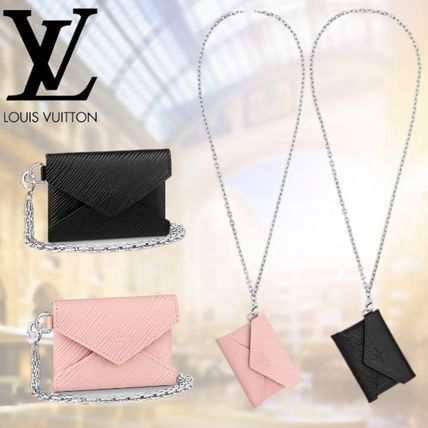 Louis Vuitton EPI 2019 20AW Plain Leather Small Wallet Chain Wallet Logo Card Holders M68558 M68557 