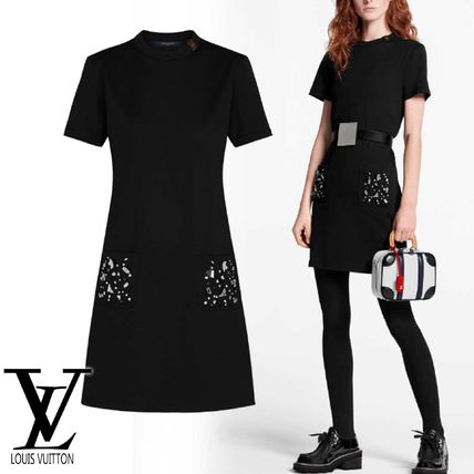 Louis Vuitton Tight Silk Cotton Short Sleeves Dresses 