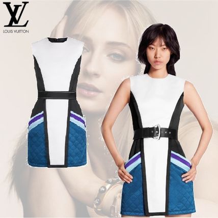 Louis Vuitton 2020 21AW Crew Neck Short Tight Silk Sleeveless Plain Dresses 1A62KR 