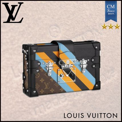 Louis Vuitton PETITE MALLE 2020 SS Stripes Monogram Unisex Canvas Leather Logo Clutches 
