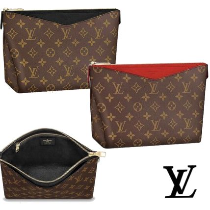 Louis Vuitton MONOGRAM Monogram Bi color Leather Logo PouchesCosmetic Bags 