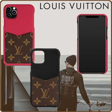 Louis Vuitton Plain Leather Logo iPhone 11 Pro Smart Phone Cases 