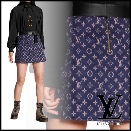 Louis Vuitton MONOGRAM Short Monogram Wool Logo Mini Skirts 1A606Q 