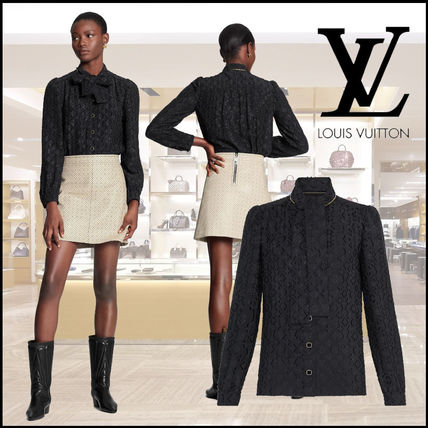 Louis Vuitton Monogram Silk Long Sleeves Plain Elegant Style 1A843A 1A8439 1A8438 1A8437 