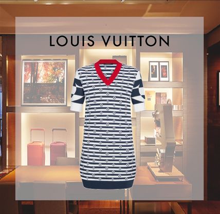 Louis Vuitton Short Stripes Monogram Wool Silk Nylon Cotton Dresses
