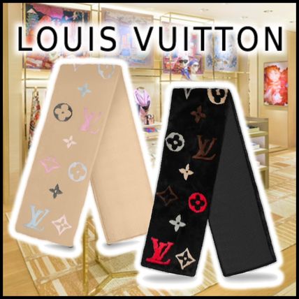 Louis Vuitton 2020 21AW 2020 21 AW MINKGRAM SCARF noir beige scarvesshawls knitfur M73020 M70817 