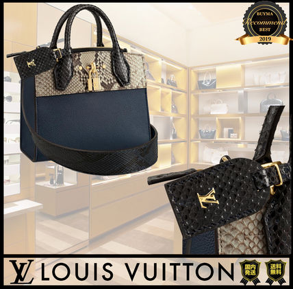 Louis Vuitton CITY STEAMER 2019 20AW Casual Style 2WAY Bi color Plain Leather Party Style Python 