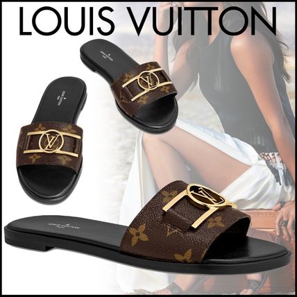 Louis Vuitton Monogram Open Toe Casual Style Elegant Style Mules Logo 1A64MV 