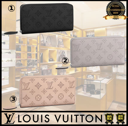 Louis Vuitton MAHINA Monogram Leather Long Wallet Logo Long Wallets 