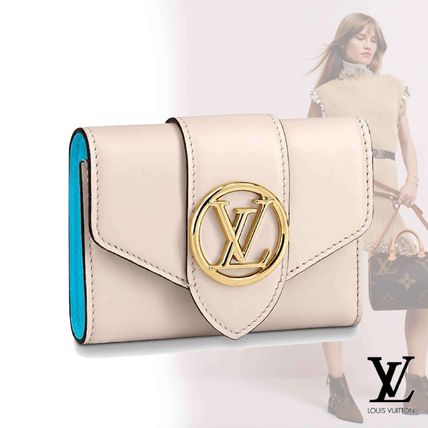 Louis Vuitton Canvas Blended Fabrics Plain Leather Folding Wallet M69176 