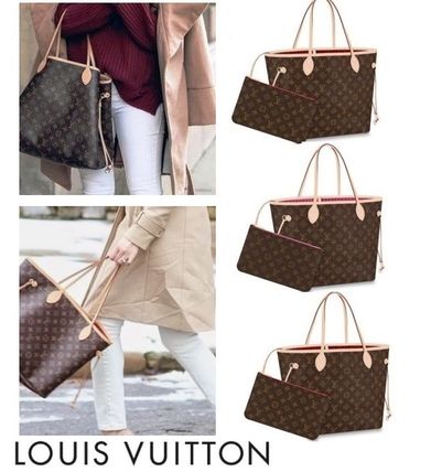 Louis Vuitton NEVERFULL 2017 18AW Monogram Canvas Blended Fabrics A4 Bi color Elegant Style 