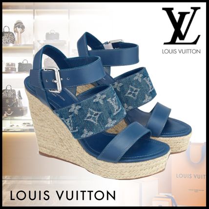 Louis Vuitton MONOGRAM 2020 SS Monogram Open Toe Casual Style Blended Fabrics Leather 1A7RA5 