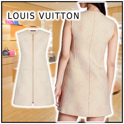 Louis Vuitton 2020 21AW 2020 21 AW SLLEVELESS A LINE DRESS white dresses 1A615K 