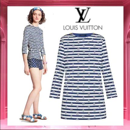 Louis Vuitton 2020 SS Stripes U Neck Cropped Logo T Shirts 1A7SRD 