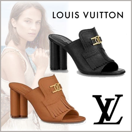 Louis Vuitton 2020 SS Casual Style Leather Elegant Style Mules Logo Heeled Sandals 1A85WY 1A85VA 
