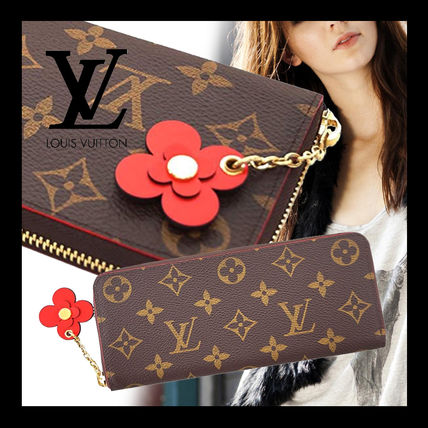 Louis Vuitton CLEMENCE Monogram Long Wallet Logo Long Wallets 