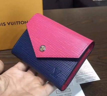 Louis Vuitton EPI 2020 SS Bi color Plain Leather Folding Wallet Folding Wallets 