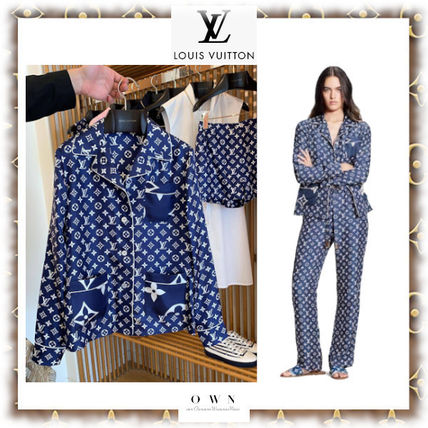 Louis Vuitton 2020 SS Monogram Silk Long Sleeves Medium Elegant Style 