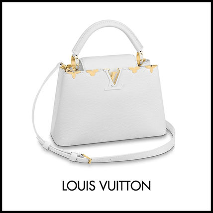 Louis Vuitton CAPUCINES 2WAY Plain Leather Elegant Style Logo Handbags 