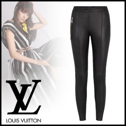 Louis Vuitton 2020 21AW Plain Leather Logo LeatherFaux Leather Pants 1A822Z 