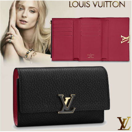 Louis Vuitton 2019 20AW Plain Leather Folding Wallet Small Wallet Logo 