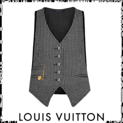 Louis Vuitton 2020 SS Wool Nylon Sleeveless V Neck Chain Medium Party Style 1A7SNR 