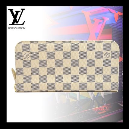 Louis Vuitton DAMIER AZUR Unisex Calfskin Plain Leather Folding Wallet Logo 