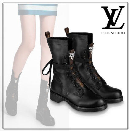 Louis Vuitton 2020 Cruise Monogram Casual Style Plain Leather Logo Mid Heel Boots