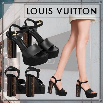 Louis Vuitton MONOGRAM 2020 SS Monogram Open Toe Platform Blended Fabrics Plain Leather 1A7U6Y 