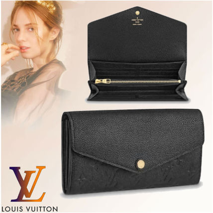 Louis Vuitton PORTEFEUILLE SARAH Monogram Plain Leather Logo Long Wallets 