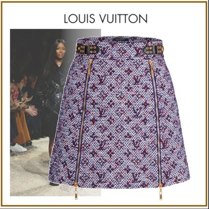 Louis Vuitton MONOGRAM 2020 Cruise Flared Skirts Short Monogram Tweed Blended Fabrics 