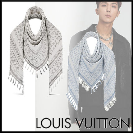 Louis Vuitton 2020 21AW Monogram Silk Logo Lightweight ScarvesShawls M76367 M76368 