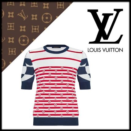 Louis Vuitton 2020 21AW Crew Neck Short Stripes Monogram Wool Silk Nylon Cotton 1A7TH9 
