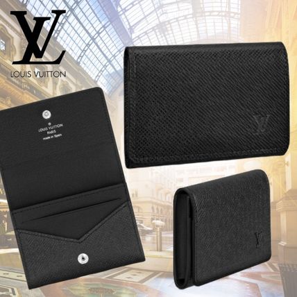 Louis Vuitton TAIGA Unisex Street Style Plain Leather Logo Card Holders M64595 