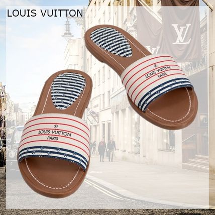 Louis Vuitton 2020 SS Stripes Open Toe Platform Casual Style Blended Fabrics 1A7U3E 