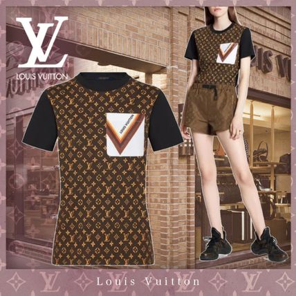 Louis Vuitton MONOGRAM 2020 21AW Monogram Street Style Bi color Cotton Short Sleeves Logo