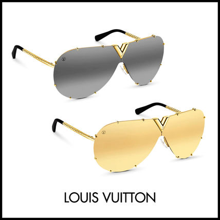 Louis Vuitton Unisex Street Style Tear Drop Metallic Sunglasses 