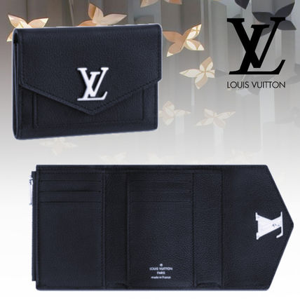 Louis Vuitton MY LOCKME Calfskin Plain Leather Folding Wallet Small Wallet Logo M62947 
