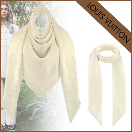 Louis Vuitton Wool Silk Plain Logo Lightweight ScarvesShawls M71330 MONOGRAM SHAWL 