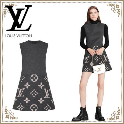 Louis Vuitton Short Monogram Casual Style Wool Silk Sleeveless Plain Logo 