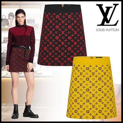 Louis Vuitton MONOGRAM 2020 21AW Pencil Skirts Short Monogram Wool Silk Nylon Cotton