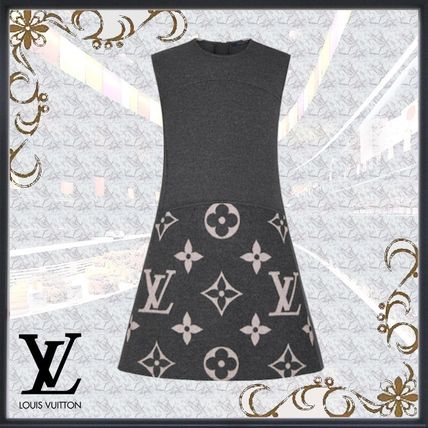 Louis Vuitton 2020 21AW Crew Neck Short Monogram A line Wool Silk Blended Fabrics 1A82LC 