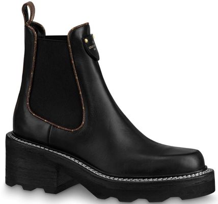 Louis Vuitton 2020 21AW Plain Toe Plain Leather Block Heels Chelsea Boots 